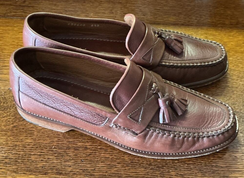 ET Wright brown leather tassel loafer dress shoe men’s size 8.5 Made In Italy